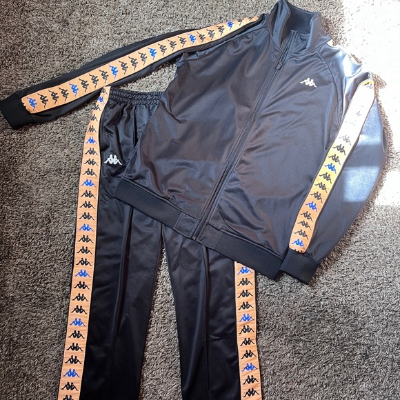 Kappa Men's 222 Banda Dullo Tracksuit Black Orange Blue